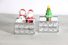 2pcs Crystal Square Display Stand Riser with Mirror Base Perfume Jewelry Orga...