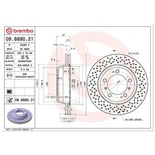 2x Brembo Scheibenbremse hinten 98735240301 26056498