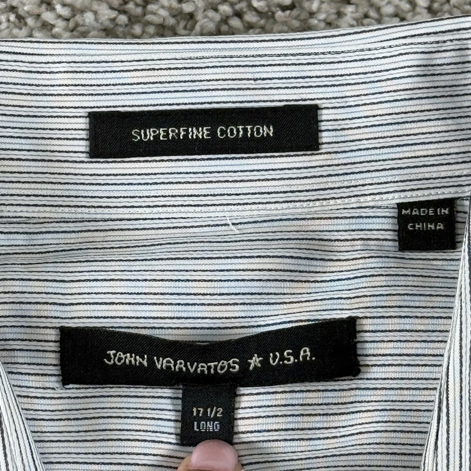 John Varvatos USA Shirt Mens 17.5 Long White Superfine Cotton Long Sleeve Preppy - Image 3 of 4