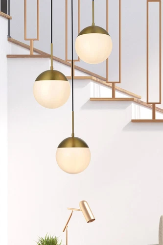 Living District Eclipse 18" Pendant Frosted White Shade In Satin Gold - Picture 2 of 9