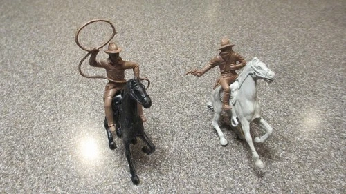 VTG MARX WELLS FARGO, WAGON TRAIN WESTERN PLAYSET BROWN COWBOYS & HORSES
