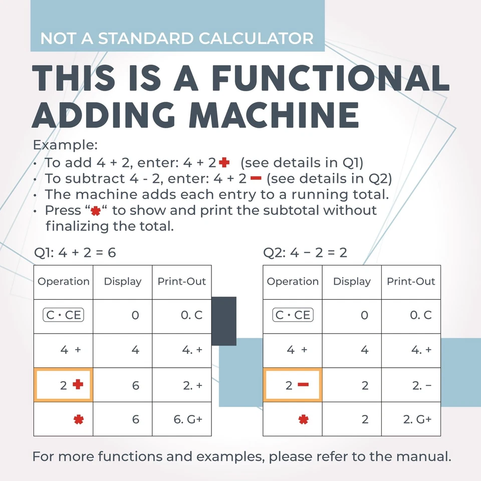 Black Adding Machine with 2 Color Printer Easy Load Ergonomic Design - Image 4 of 4