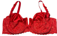 Maidenform Rendezvous Bra Women 34D Red Underwire Lace Satin USA Made Unlined