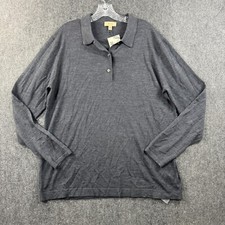 Burberry Uniform Sweater Polo Men's Extra Large Gray Charcoal Merino Wool