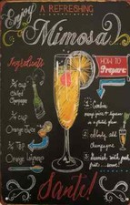 Targa mimosa cocktail drink stampa metallo vintage retrò pub bar poster arredo