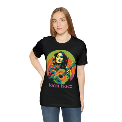 【SATIIIZ】Den Halli Pigment T-Shirt Joan Baez Vintage Shirt Psychedelic 1960s Folk Guitar Dylan