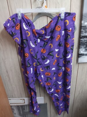Terra & Sky Halloween Leggings Womens purple 5x rain Black Cat Ghost Pumpkin