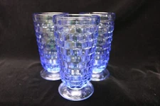 3 Indiana Whitehall Colony Cubist LIGHT BLUE Straight Iced Tea Glasses 6 1/8 "