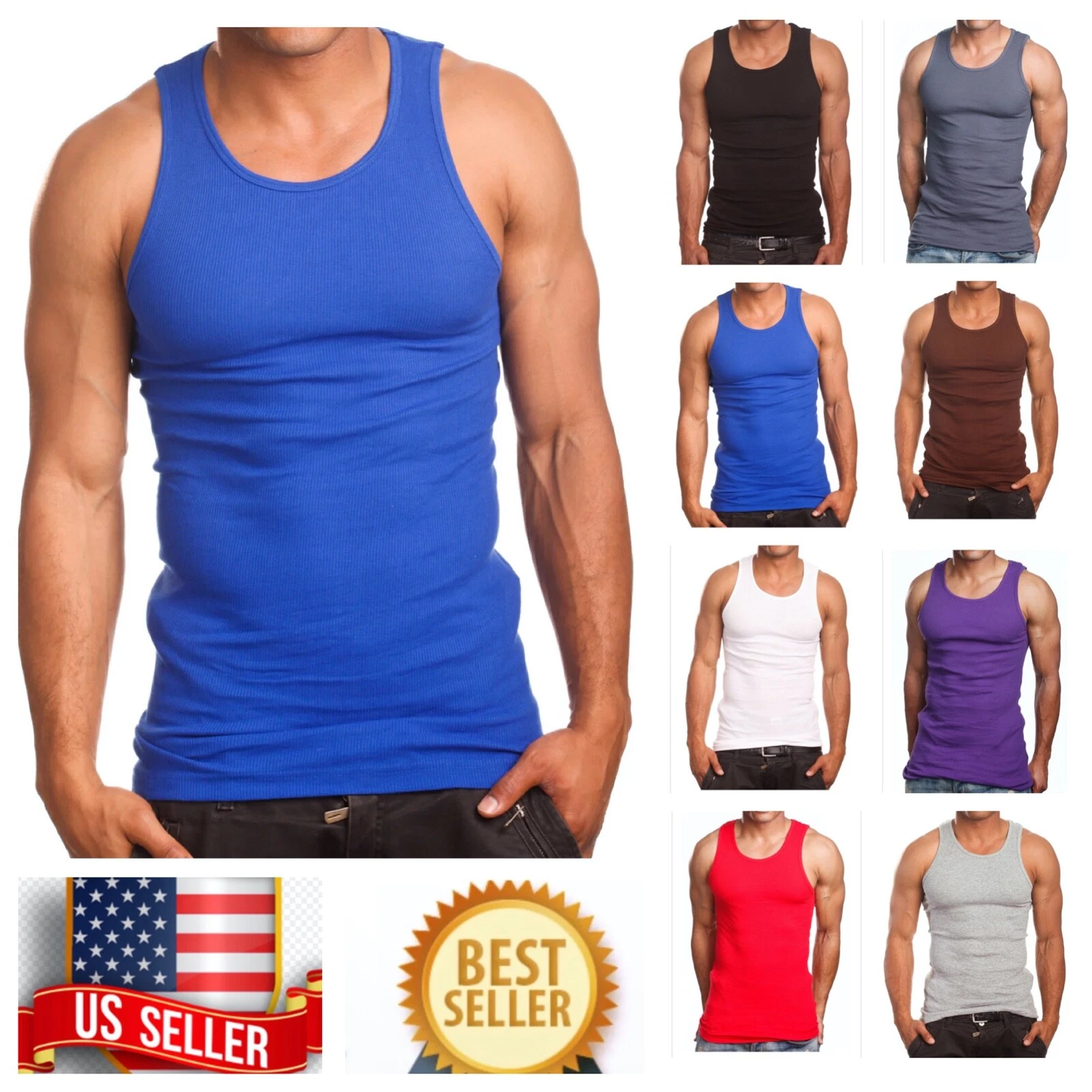 3 Pack Lot S-5XL Tank Top T- Shirt Wife Beater 100% Ribbed A-Shirt Cotton Gym
Opens in a new window 