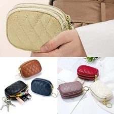Mini Coin Purse Leather Small Change Bag Card Wallet Pouch Zip Women Key Ring+