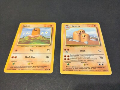 Pokemon TCG 1999 Base Set Dugtrio rare 19/102 & Diglett - great condition |  eBay
