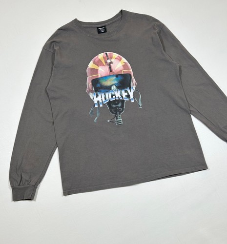 Hockey Skateboards Eyes Without A Face L/S Gray Graphic Tshirt Mens Size Large - Picture 3 of 15