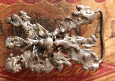 Vintage Artist Hand Made Sterling Silver Cast Belt Buckle