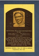 RUBE MARQUARD, Giants~Dodgers~Reds+  1964 HOF postcard Curteichcolor GREEN ink B