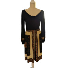 Vintage 70s black paisly print dress