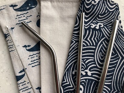 Sustainable Silver Straw, Straw Brush, Straw Bag - 10% Donated to Charity