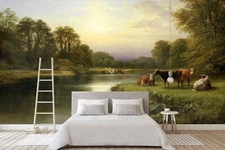 3D Forest Grass River Self-adhesive Removeable Wallpaper Wall Mural Sticker 44