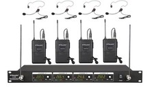 GTD Audio 4 Channel VHF Wireless Microphone System With Lapel Headset Mics 380L
