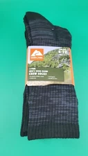Men's Ozark Trail Wool Blend Crew Socks 3 Pair Size 6-12 Black Soot