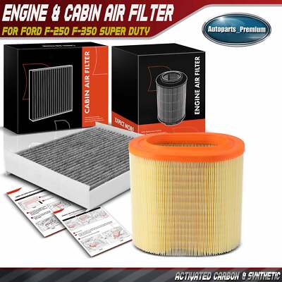1x Engine & Activated Carbon Cabin Air Filter for Ford F-250 F-350 Super Duty