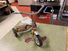 vtg 1950s AMF Junior Double step children's tricycle sunburst yellow