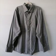 Chaps Mens Gray Long Sleeve Classic Fit Button Up Cotton Dress Shirt Size 36