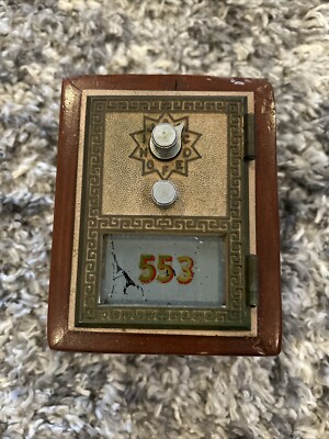 Antique Brass Post Office Box Door Bank Wood Custom Made Vintage