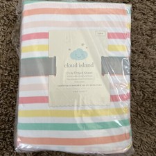 New Baby Girl Cloud Island Nursery Bedding Crib Sheet Colorful Stripes