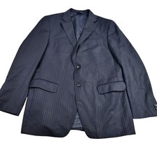 Banana Republic Blazer Men's 42R Blue Pinstripe 2 Button Jacket Wool Lined Flaw 