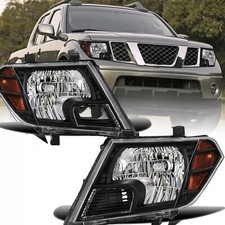 For 2009-2021 Nissan Frontier 4dr Truck Black Headlights Amber Corner Lamps Lr
