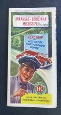1947 Arkansas Louisiana Mississippi  road map Sinclair gas oil pictorial guide