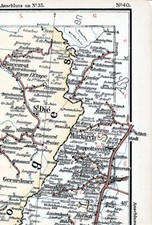 Colmar Markirch Münster 1897 kl. orig Eisenbahn-Teilkarte Sainte-Marie-aux-Mines