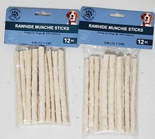 SET OF 2 Rawhide Munchies Sticks For Dogs Chews 12pc per pack 24 Total 