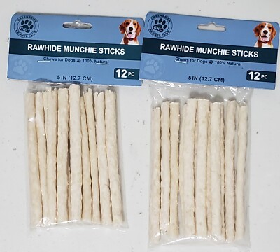 SET OF 2 Rawhide Munchies Sticks For Dogs Chews 12pc per pack (24 Total)