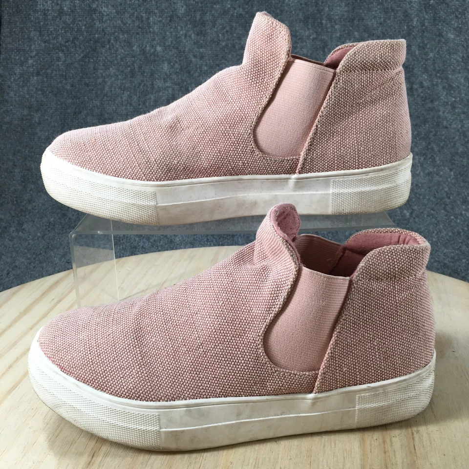 Botas Soda para mujer 8 sin cordones planas cómodas punta redonda tobillo rosa lona informales Foto 2 de 4