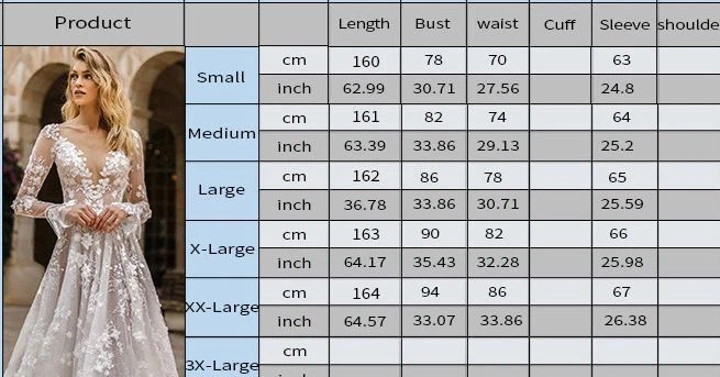 Spitze Brautkleid Hochzeitskleid rückenfrei Ball Kleid Partykleid Langarm QC99 - Bild 2 von 2