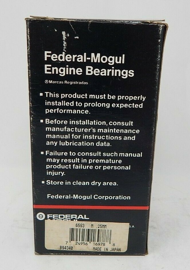 Federal Mogul Engine Bearing 6593 M 25mm TRW MS3430P Mitsubishi