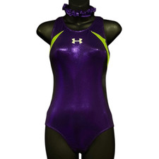 GK Under Armour Purple Green Black Gymnast Leotard Women  s Small