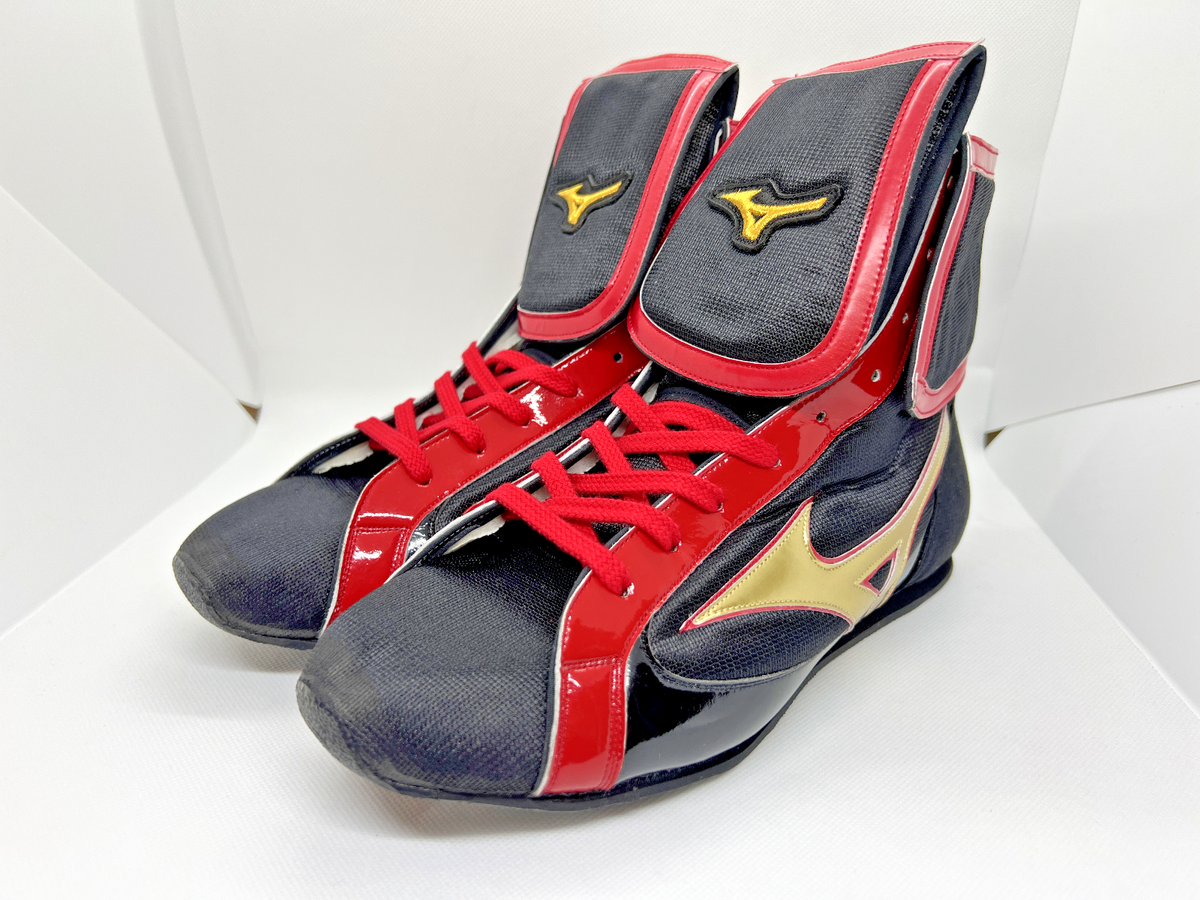 MIZUNO Boxing Shoes EF184 Black and Red Line Gold US9 / 27.0
