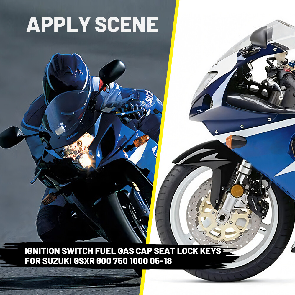 Ignition Switch Fuel Gas Cap Seat Lock Keys For Suzuki GSXR600 GSXR1000 04-16