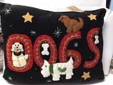 Seasons Designs black Christmas pillow with insert Dog A 15 1/2 x 11 1/2