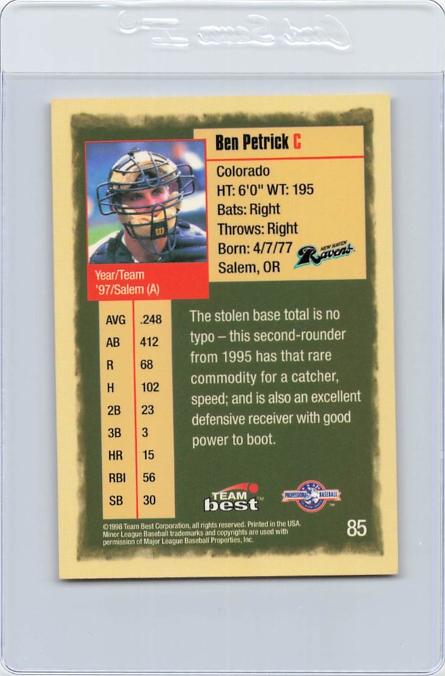 1998 Team Best #85 Ben Petrick New Haven Ravens Signed Auto *J562 | eBay