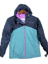 Columbia Girls Ski Jacket Youth M 10/12 Blue Purple Hooded Insulated Outgrown