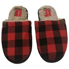 Womens Red Buffalo Plaid Christmas Slippers Scuffs Small 5-6