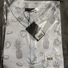 Yatta Golf Polo Shirt Mens Large Pina Colada Pineapple Coconut Print NWT