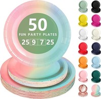Einweg Pappteller 50 StüCk Regenbogen Farben Party Geschirr 23Cm