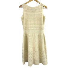 Lauren Ralph Lauren Stretch Pointelle-Knit Gold M Dress MSRP $295