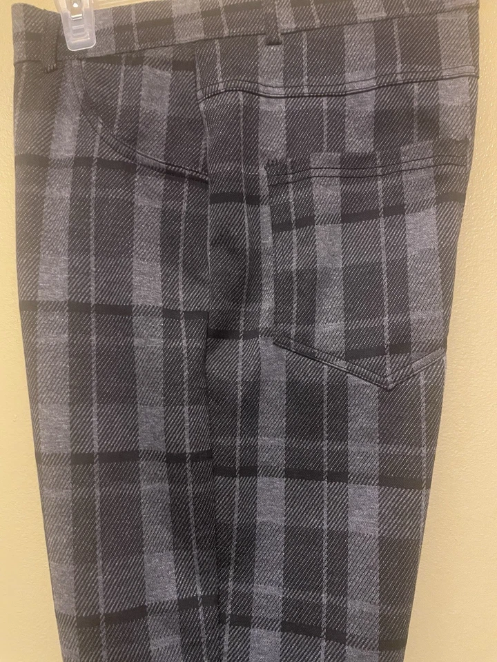 Pantalones legging elásticos de tiro medio a cuadros grises negros L Foto 2 de 4