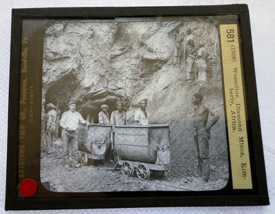 KEYSTONE MAGIC LANTERN SLIDE 581 WESSELTON DIAMOND MINES, KIMBERLY, AFRICA 1920s