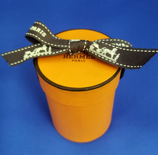 HERMES Twilly Empty Orange Gift Box W/ Brown Ribbon Scarf 2.2” x 2.8” Excellent